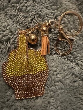 Gold and Yellow Crystal Hand Keychain Charm